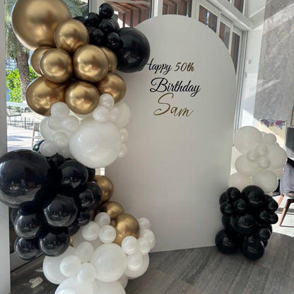 Arch panel backdrop with garland Rental
