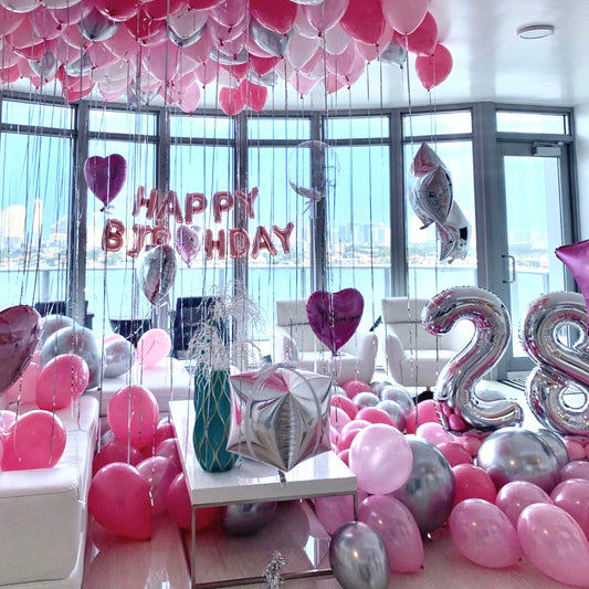 Each anniversary hotel room decoration arrives with giant foil balloons and an adorably cute bear add-on to decorate the romantic escape. These decorations are not just for the lookout but for you to create the feelings that revolve around his or her love-story celebration.miami party decor